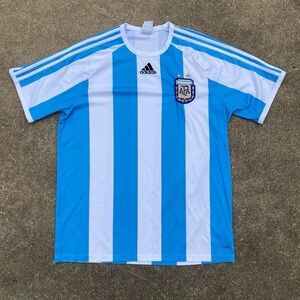 Adidas Blue and White Striped Jersey